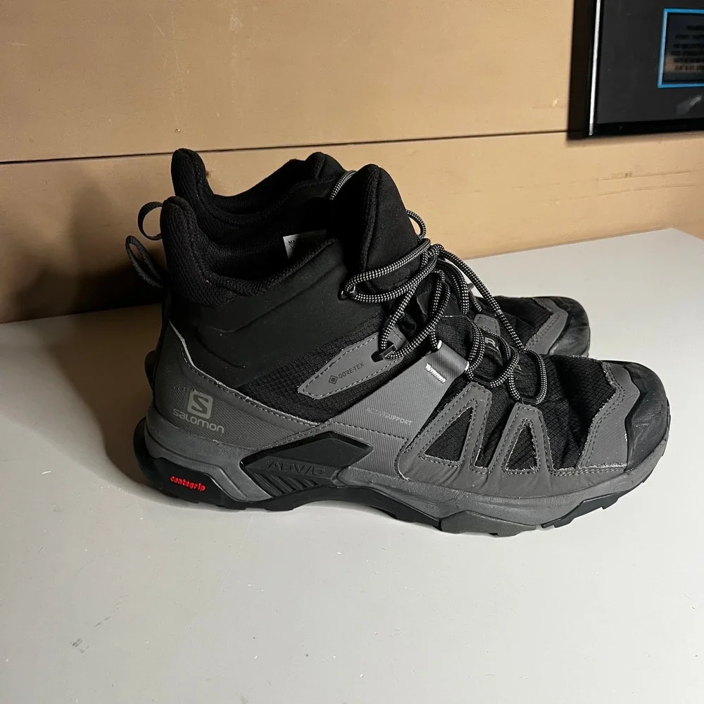 Salomon X Ultra 4 Mid Gore-Tex Mens Hiking Boots Black Gray 413834 Size 12.5